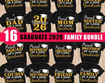 Stolz auf Abschluss 2026 Familien Bündel SVG PNG | Abitur Shirt Clas von 2026 | Graduate Bundle 2026 Sublimation - Cricut