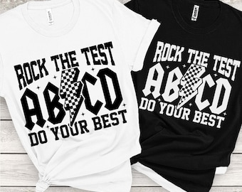 Rock the test SVG, Testdagströja, Lets Do This Svg, ABCD Rock the test, lärartestningströjor