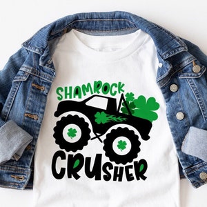 Shamrock crusher SVG, Boys St Patrick day SVG, Shamrock monster truck SVG, St Patrick cut files image 3