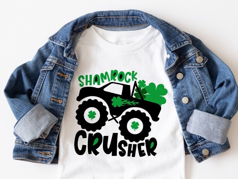 Shamrock crusher SVG, Boys St Patrick day SVG, Shamrock monster truck SVG, St Patrick cut files image 3