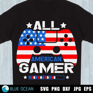All American gamer-SVG, 4 juli jongens-SVG, videogame 4 juli, kinderen 4 juli-SVG