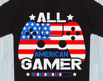 All American gamer SVG, 4th of July boy SVG, Video Game 4th of July, Kids 4th of july SVG