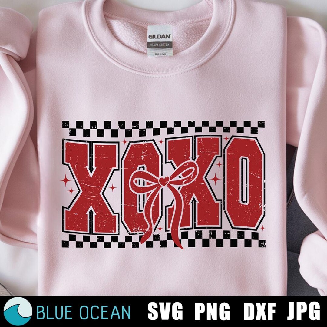 XOXO Valentines PNG SVG, Retro Checked Valentines Day, Distressed ...