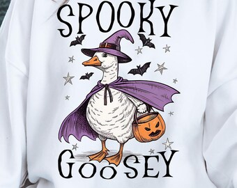 Ganso espeluznante PNG, Ganso de Halloween PNG, Halloween divertido PNG, Ganso bruja PNG, Ganso tonto de Halloween, Niña Halloween niños, Halloween para niños pequeños