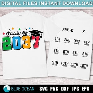 Classe de 2037 SVG, SVG empreinte de main, Classe de 2037, grandir avec moi SVG, grandir avec moi chemise svg, Classe de 2037 png, Diplômé de 2037 Svg