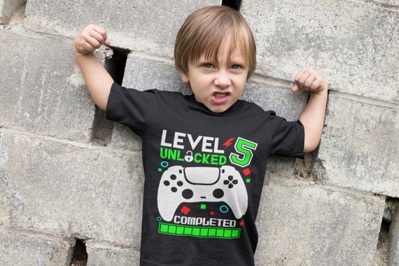 Level 5 Unlocked Birthday Svg, 5th Birthday Boy Gamer Svg