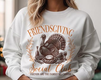 Friendsgiving Social Club PNG: Trendy Thanksgiving Shirt (Digital Download)