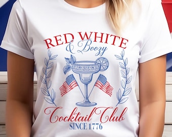 Red White & Boozy Cocktail Club SVG PNG: 4th of July (Digital Download)