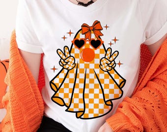 Karierte Geist blasen PNG: Retro Halloween Clipart (digitaler Download)