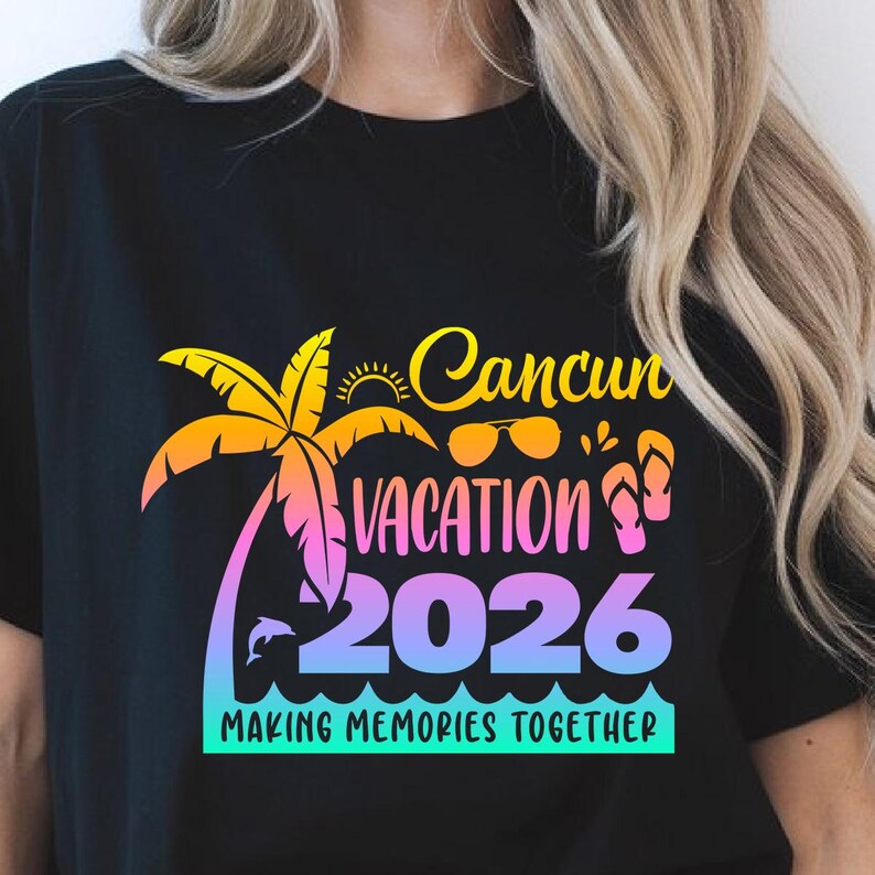 Cancun 2026 Svg, Familjesemester Cancun 2026 Svg (digitala filer Sublimering DTF Cricut) bild 11