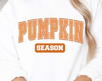 Retro Pumpkin Season SVG: Varsity Fall Design (Digital Download)
