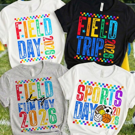 Field Day 2026 PNG Bundle, Checkered Distressed Design (Digital Download)