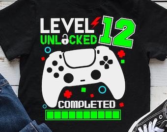 Poziom 12 Odblokowany SVG: Projekt gracza na 12. urodziny (do pobrania cyfrowego)