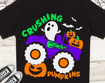 Halloween Truck SVG: Crushing Pumpkins, Boo Truck (Digital Download)