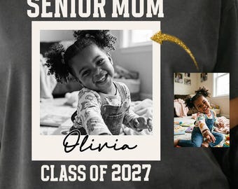 Foto personalizada da turma de 2027 com a mãe do formando (PNG), moldura vintage para fotos de formatura (download digital).