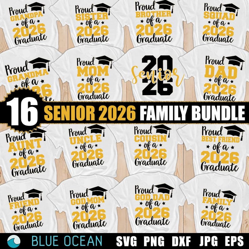Paquete SVG familiar para estudiantes de último año de 2026 (descarga digital) imagen 1