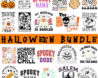Retro Halloween SVG Clipart Bundle, Ghost Shirt Design (Digital Download)