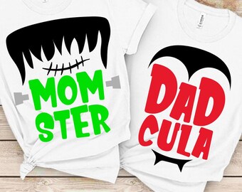 SVG de Halloween para familias, diseño divertido de mamá y papá (descarga digital)