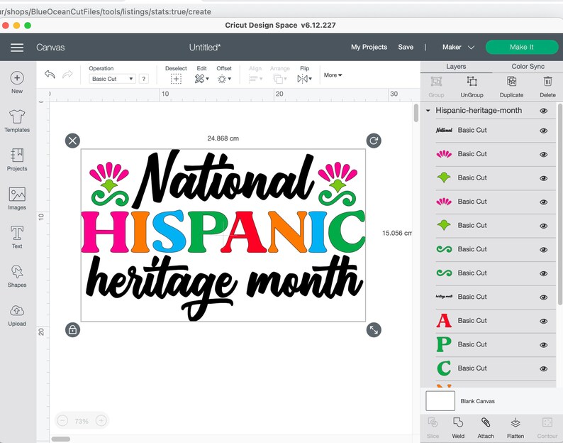 May include: A design for a National Hispanic Heritage Month sign. The design includes the words "National Hispanic Heritage Month" in black script font with the word "Hispanic" in colorful letters. The design also includes a pink and green floral design.