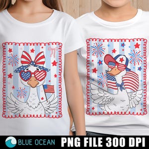 4th of July Boy Girl Goose Png, American Boy Girl, Patriotic Goose Png, Memorial Day, USA PNG, Independence Day Png, 4th of July kids shirt