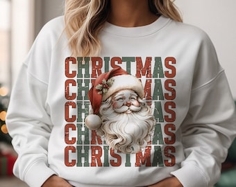 Retro Santa PNG: Christmas Vibes, Sublimation Design (Digital Download)