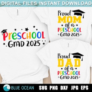 Graduado de preescolar 2025 SVG, Graduado de preescolar 2025 SVG, Orgullosa mamá de un graduado de preescolar, Orgulloso papá de un graduado de preescolar, Graduación de preescolar