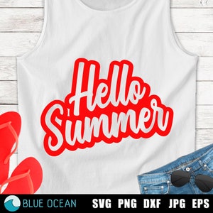Hallo zomer SVG, zomershirt SVG, zomer gesneden bestanden, digitale downloads