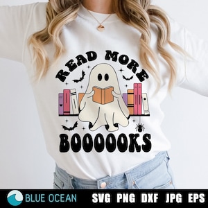 En savoir plus Booooks SVG, Booooks Svg, Svg Halloween drôle, Svg livres fantômes, professeur Halloween SVG