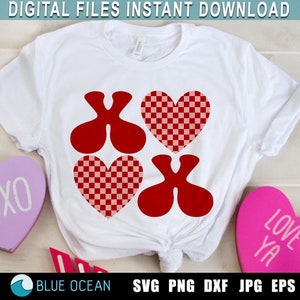 Xoxo SVG, Valentinstag SVG, Retro Valentinstag SVG, Valentinstag Shirt Png, kariertes Xoxo Design