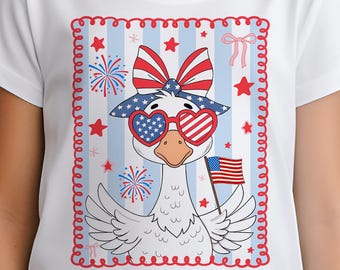 Patriotic Mama Goose PNG: 4th of July Coquette Design (Digital Download)