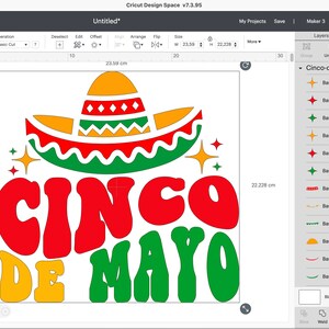 May include: A digital design for a Cinco de Mayo celebration. The design features a red, green, and yellow sombrero with a white and yellow pattern. The words "Cinco de Mayo" are written in a red, green, and yellow font. The design is perfect for creating a festive atmosphere for your Cinco de Mayo party.