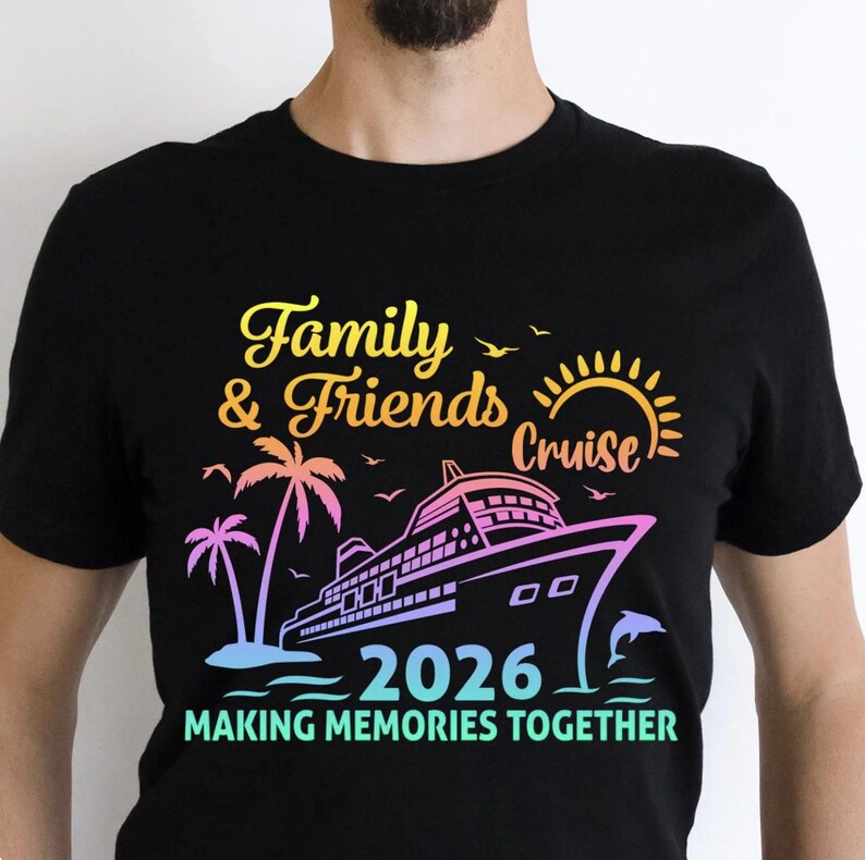 Crociera per famiglie e amici 2026 SVG, Crociera 2026 PNG, Maglietta da crociera PNG, Vacanza in crociera 2026 (download digitale) immagine 3