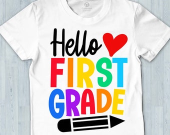 Hello First Grade SVG: Back To School Teacher Design (Digital Download)