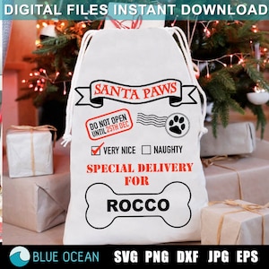 Dog Santa Sack SVG, Dog Santa Bag SVG, Santa Paws SVG, Dog Christmas Sack Svg, Dog Santa Stocking Svg, Dog Paws Christmas Svg, Sublimação
