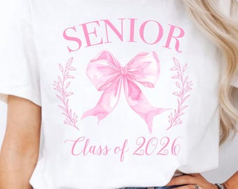 Coquette Senior 2026 PNG: Pink Bow Sublimation DTF Design (Digital Download)