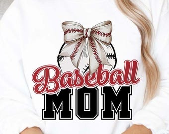 Kokette Baseball Mom PNG: Bow Stitches, Girly Design (digitaler Download)