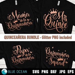 Mis Quitte SVG, Quinceaşa SVG, Quinceaňera Bundle SVG, Quinceaňa Familienshirt, Mis Quince Schmetterling, Mis Quince Krone