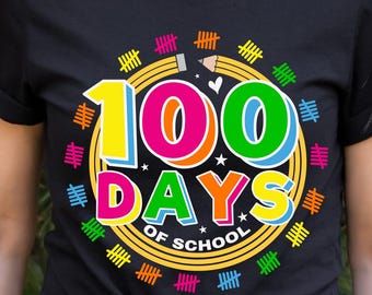 SVG de 100 días de clases: Diseño de camiseta para docentes (descarga digital)