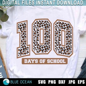 100 Days of School Leopard Print SVG PNG: Teacher Shirt Design (Digital Download)