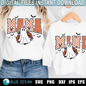 Halloween Mama PNG, Mama Mini halloween SVG ,Spooky mama PNG ,Mama Mini halloween Svg ,Halloween Png, Floral ghost Png, Sublimation, Cricut