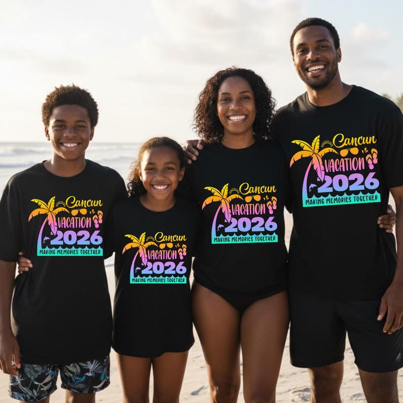 Cancun 2026 Svg, Familjesemester Cancun 2026 Svg (digitala filer Sublimering DTF Cricut) bild 6