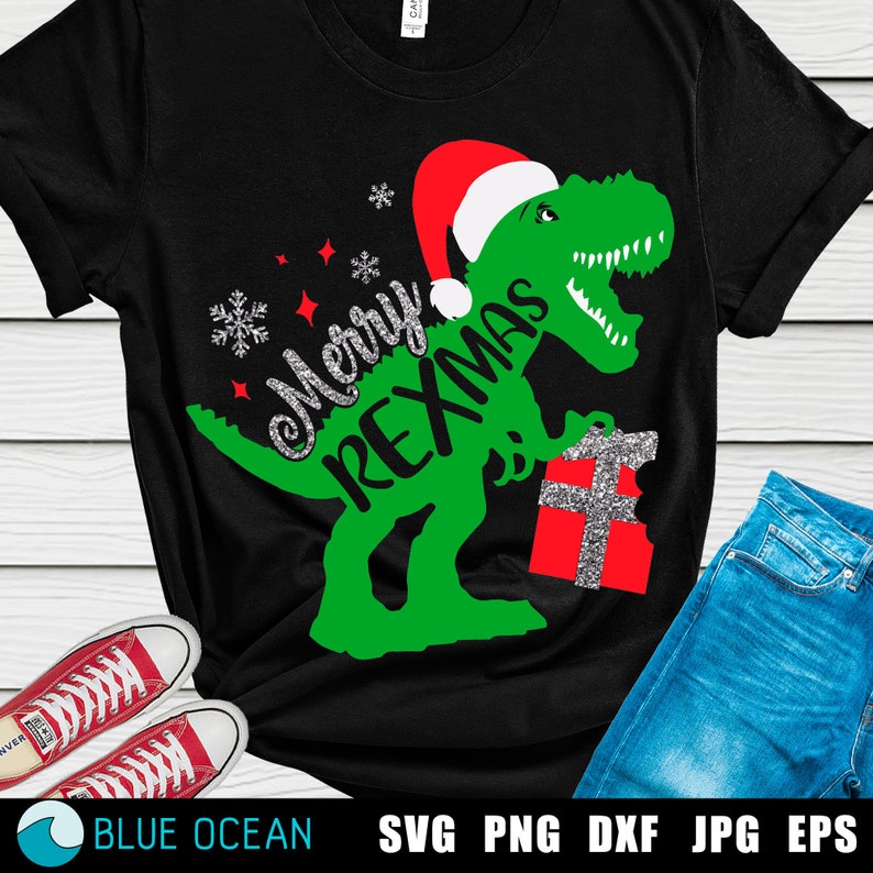Rexmas Merry Rexmas Dinosaur SVG, Christmas T-rex Cut Files (digital Download ...
