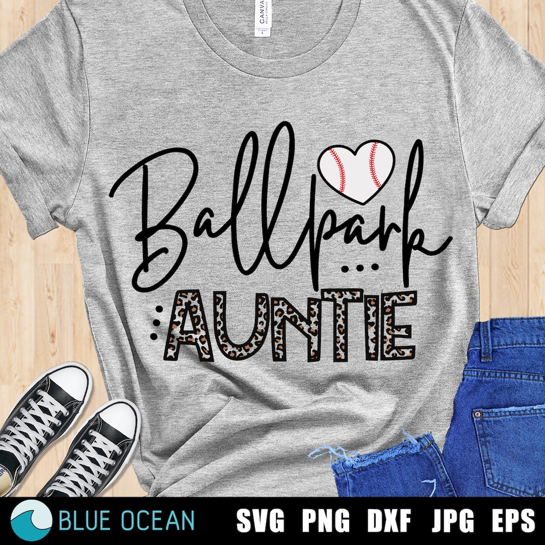 Ballpark Auntie SVG, Baseball Aunt SVG, Baseball Fan Cut Files, Leopard