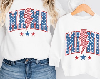 American Mama e Mini PNG, Mama Svg, 4 luglio SVG, USA Svg, America Png, Mama and Me patriottico Png