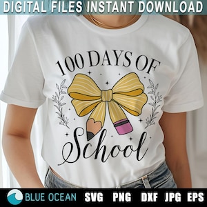 100 dias de escola PNG, Laço de lápis PNG, Clube social de 100 dias, Camiseta de professor de 100 dias, Professor de 100 dias PNG, Coquete de 100 dias, Cricut Svg