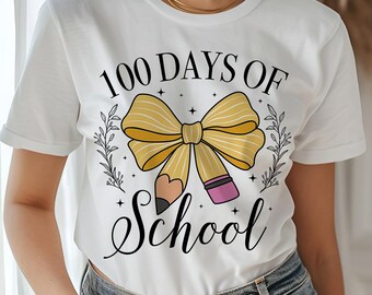 100 Days of School PNG: Pencil Bow Design (Digital Download)