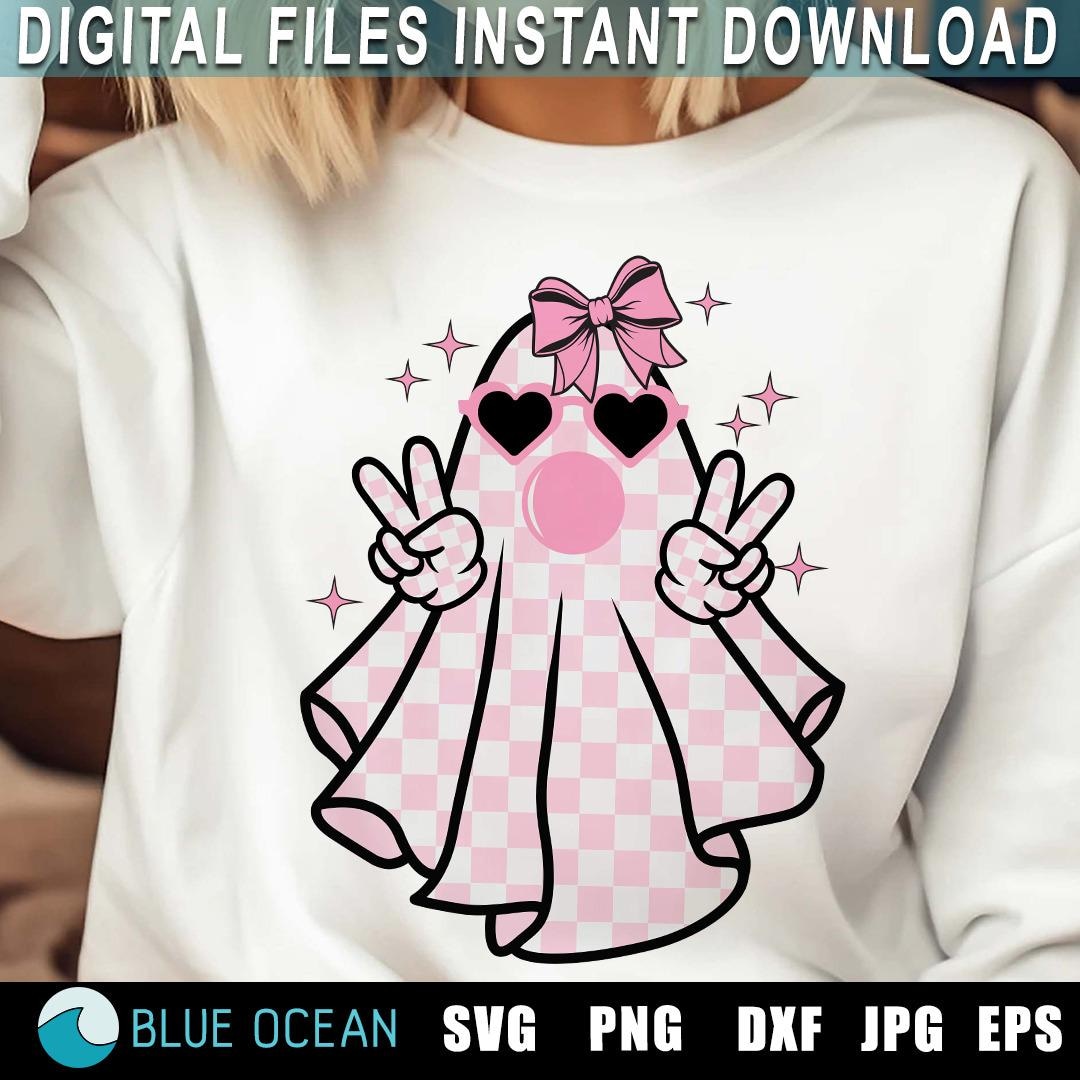 Checked Ghost Checkered Ghost With Bow PNG: Girly Halloween Shirt (digital Download ...