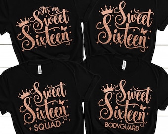 Sweet Sixteen SVG Bundle, Birthday Squad Designs (Digitaler Download)