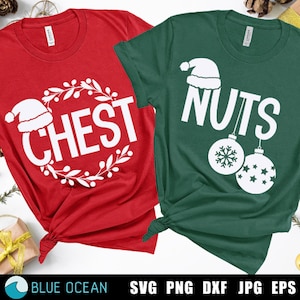 Chest Nuts SVG, shirt kerstpaar, bijpassend shirt, grappige kerst-SVG
