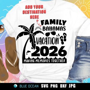 Familjesemester 2026 SVG PNG: Anpassade destinationströjor (digital nedladdning)